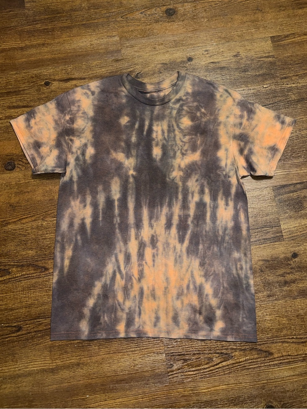 Abstract Orange Handmade Tie-Dye Gray Short Sleeve Grunge Punk Retro Size M/L